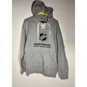 NHL New Amsterdam Vodka Lace-Up Hoodie Gray J. America Size L Hockey Promo